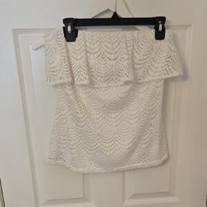 Lilly Pulitzer Strapless Ruffled White Top